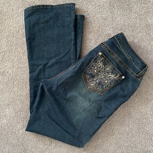 flirty jeans with bling on front and back pockets